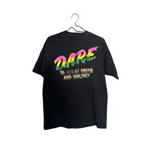 Vintage 90s 1990s DARE Rainbow Single Stitch Rare Teeshirt